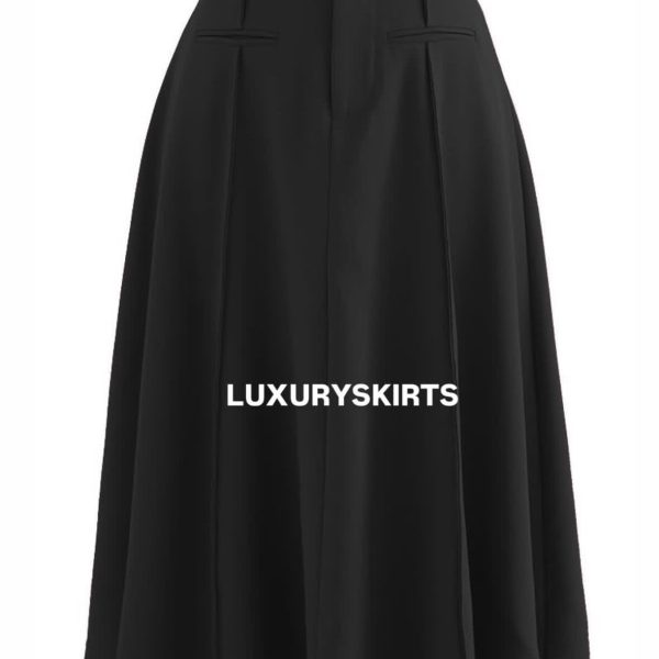 Front-zip Flared Midi Skirt