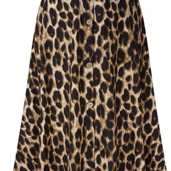 Animal Print Flared Skirt