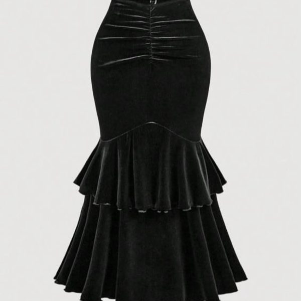 Velvet Flounce Skirt