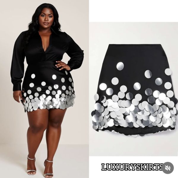Silver Sequins Mini Skirt