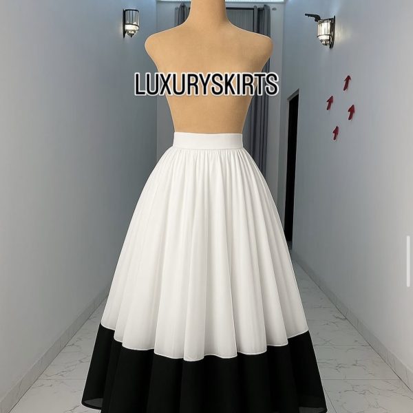Full Flared Chiffon Midi Skirt